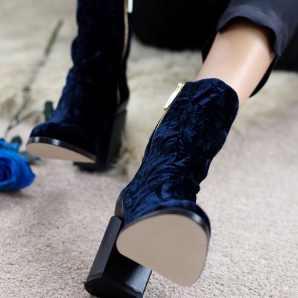 DEAR FRANCES - Blue Velvet Spirit Boots Worn Once - Picture 2 of 5